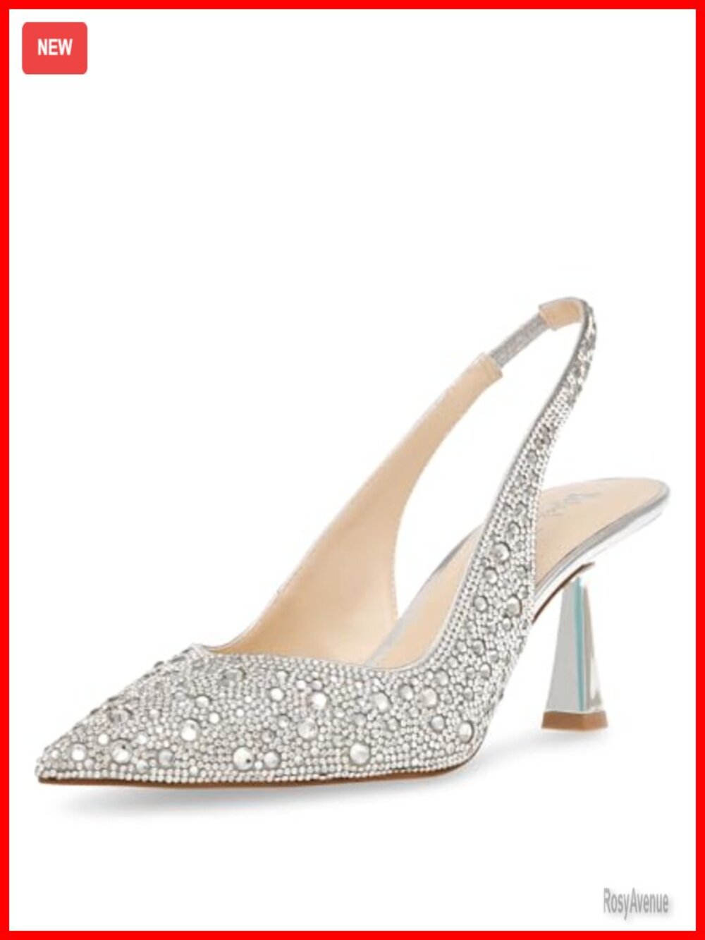 Rhinestone Slingback Kitten Heel Pumps Pointed Toe Formal Evening